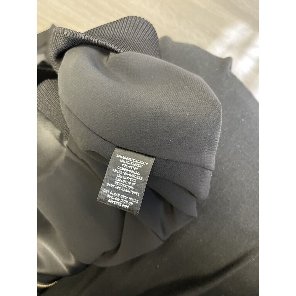 LAFAYETTE 148 Black Velvet Trimmed Brea Satin Sweater Bomber Jacket Size M - Picture 5 of 5